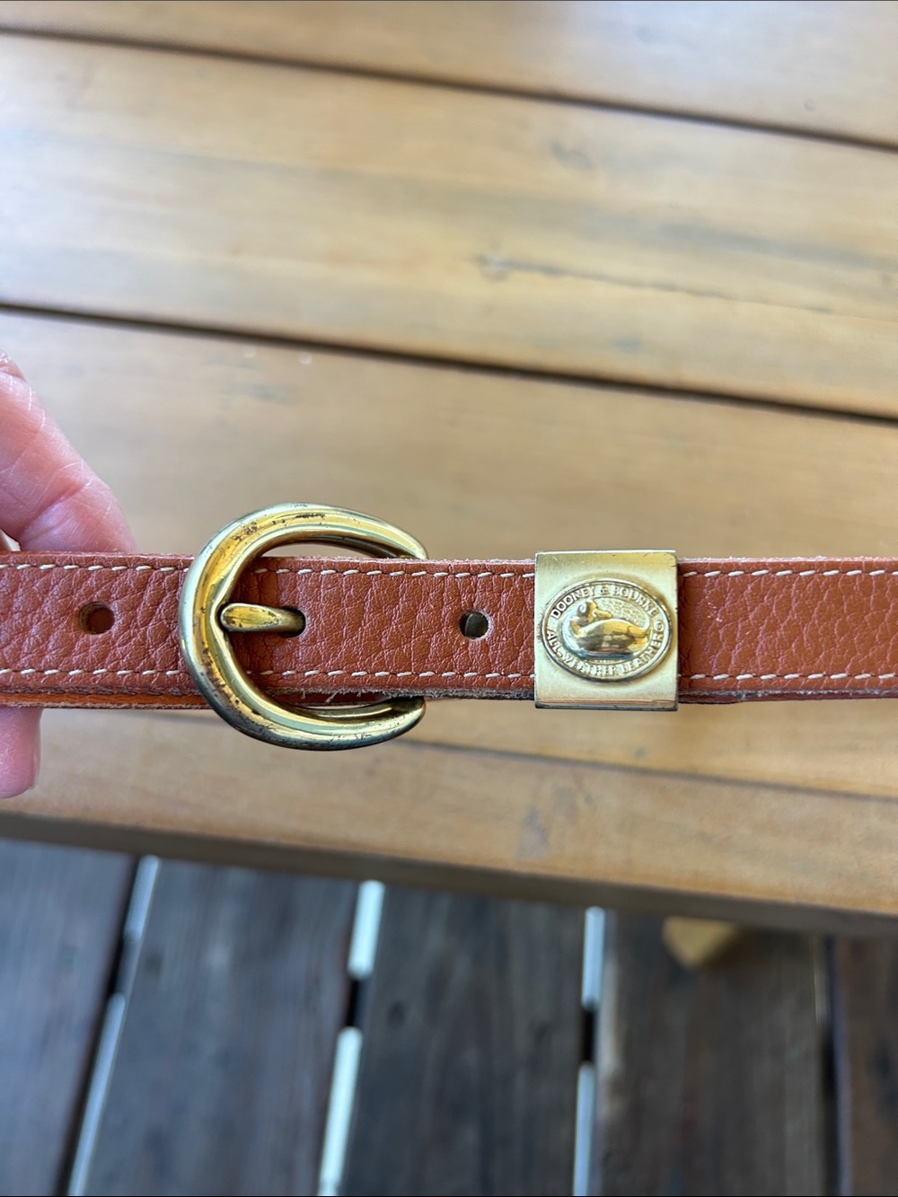 Dooney & Bourke Brown Leather Belt with Gold Hardware